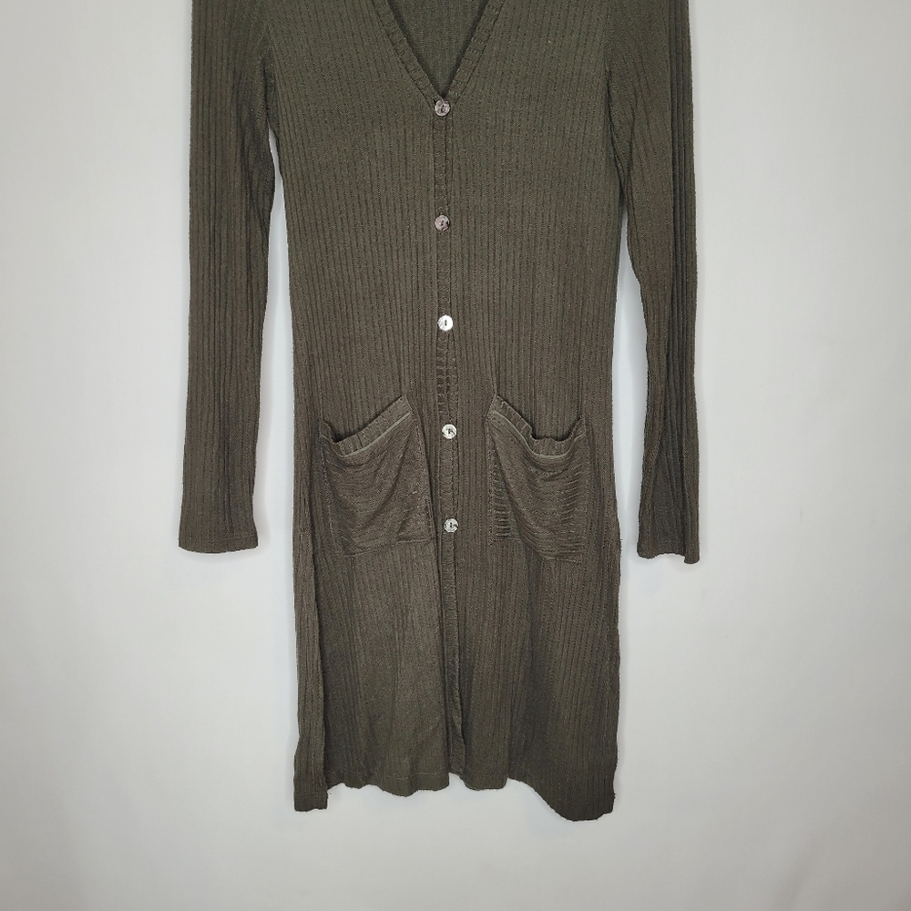 Anthropologie Green Knit Cardigan Sweater Dress - Picture 4 of 14